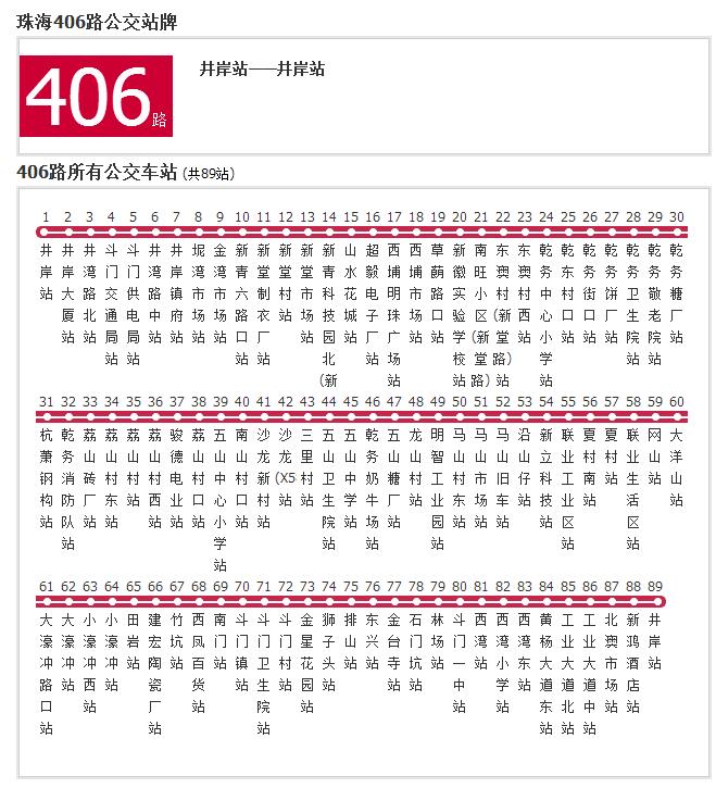 珠海公交406路线