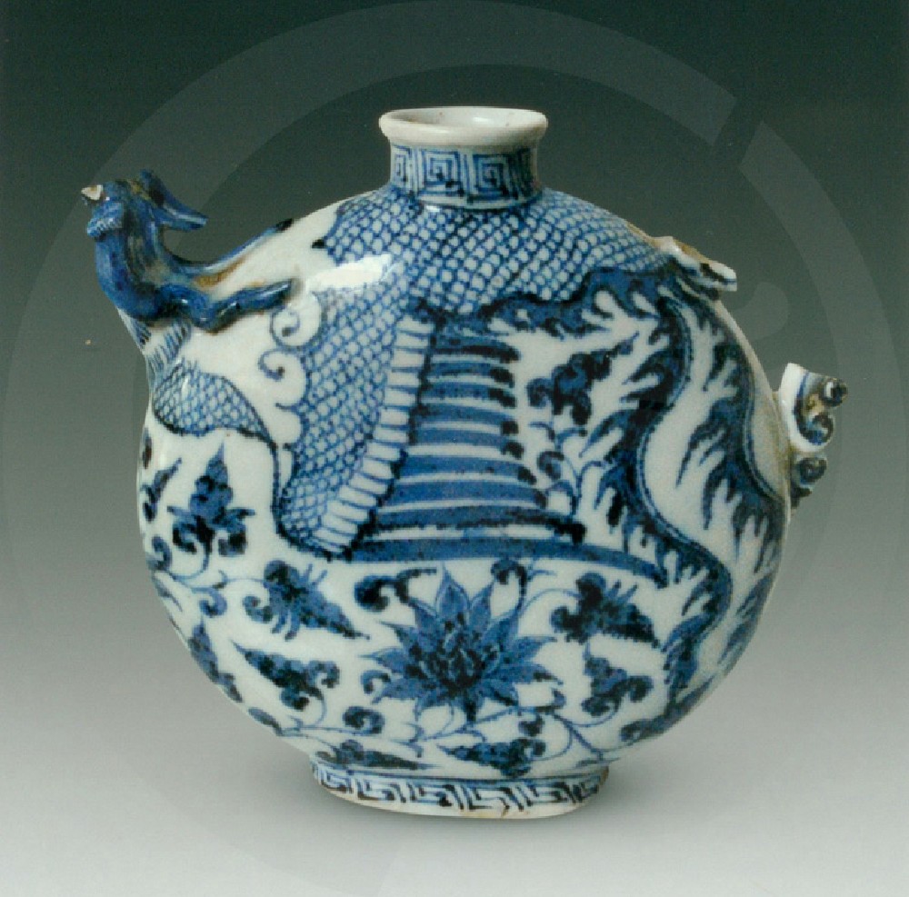 元青花凤首扁壶