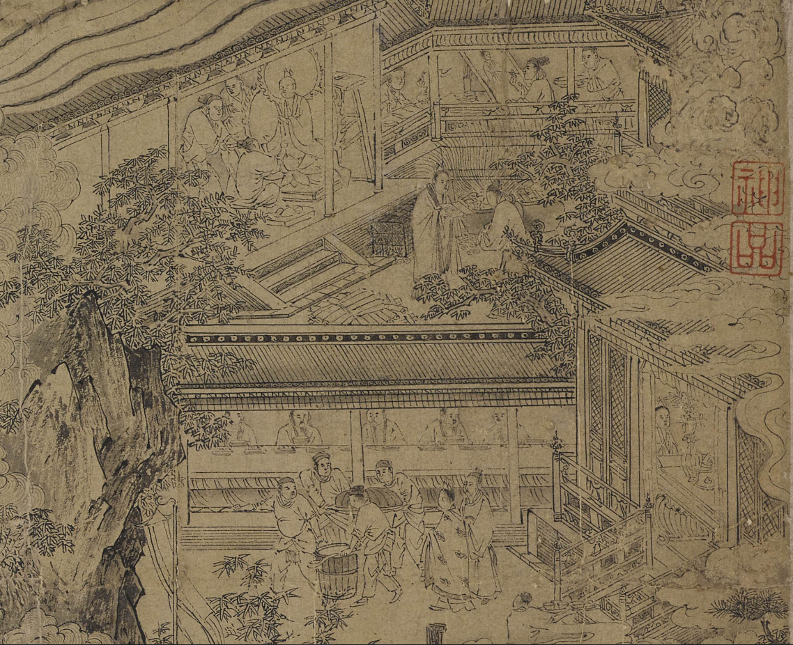 ="#" data-lemmaid="50374">梁楷 /a>创作的一副绢本细笔白描水墨画