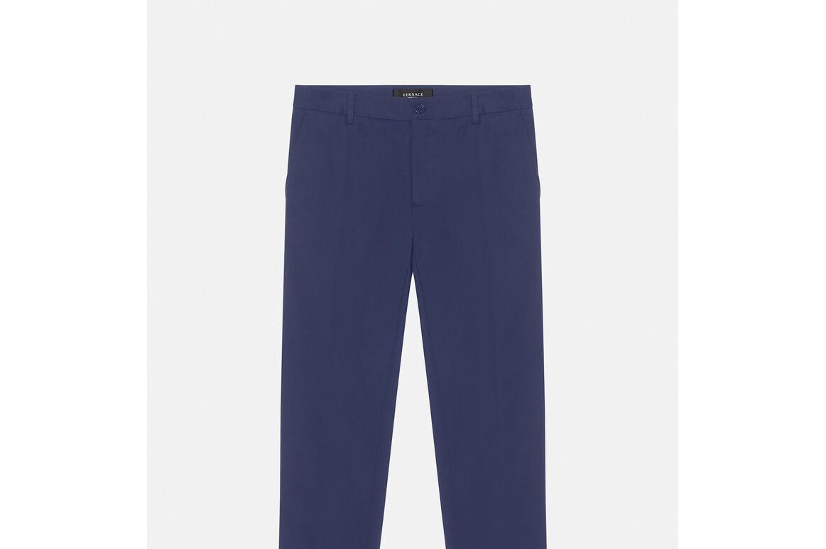 希腊回纹丝带棉质华达呢长裤