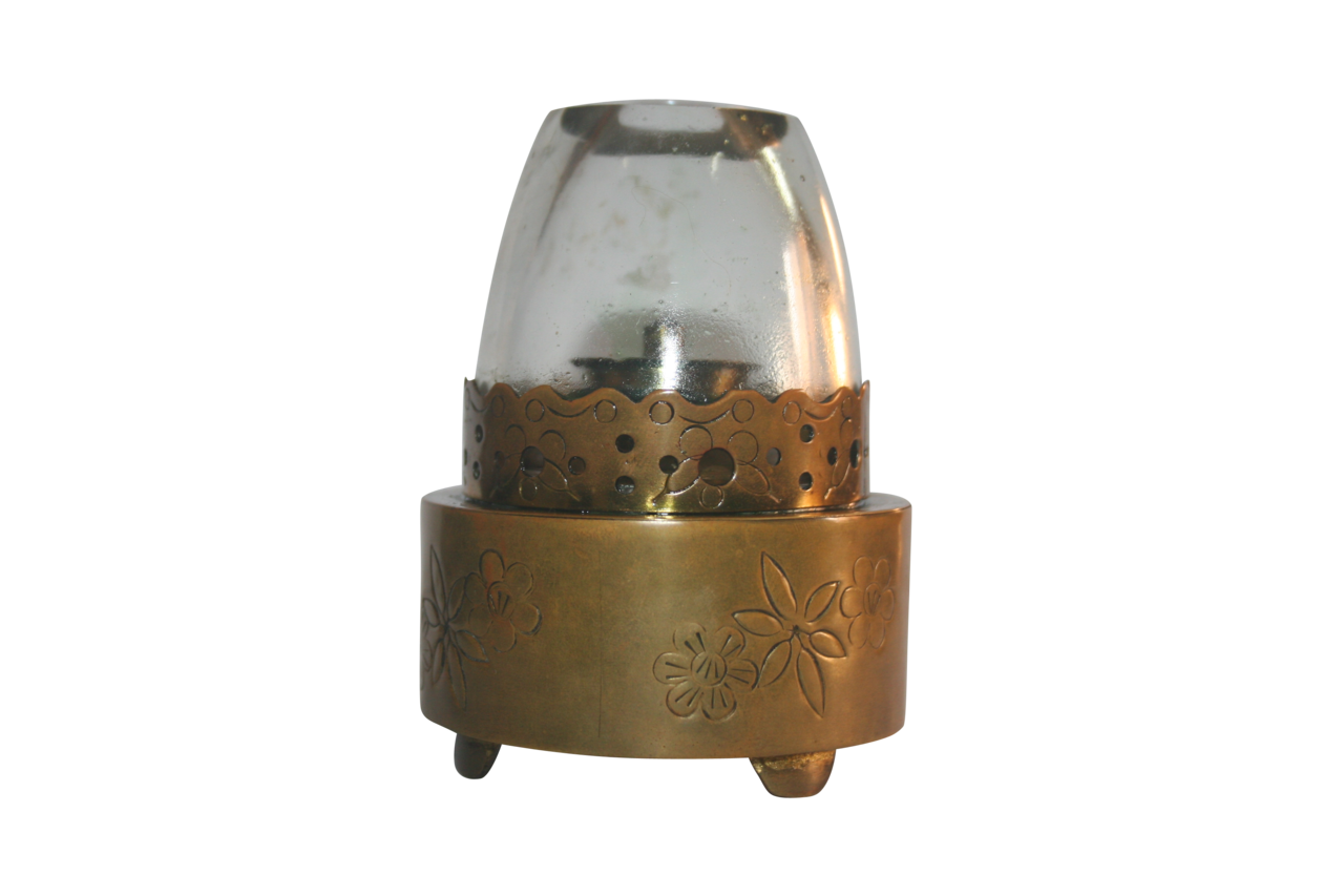 清晚期錾花铜烟灯