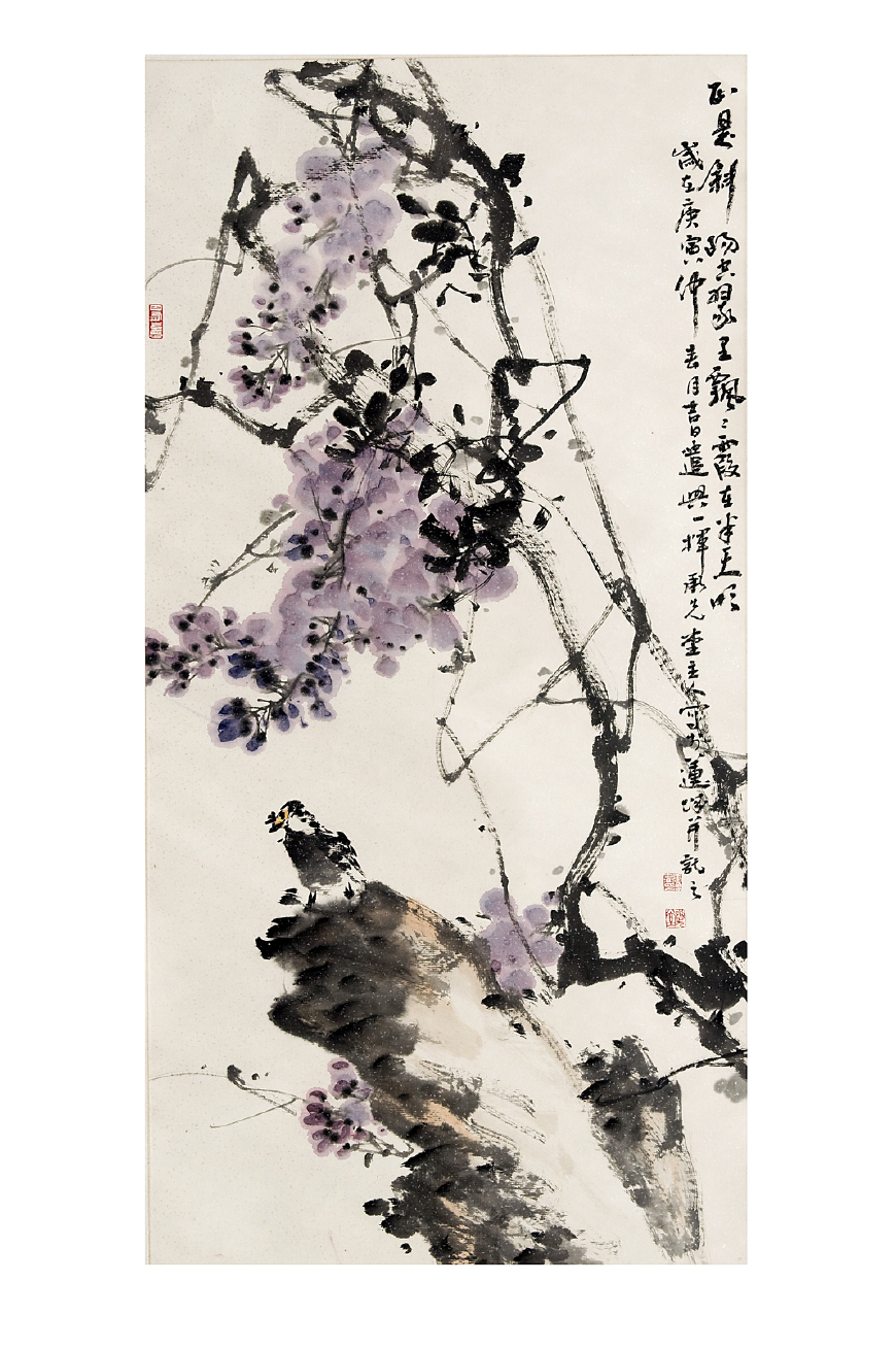 有画说｜精品写意花鸟画紫藤赏析_百科TA说