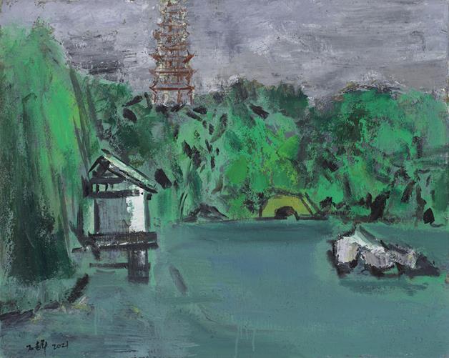  p>《湖光山色最宜人》是石建军创作的油画作品. /p>