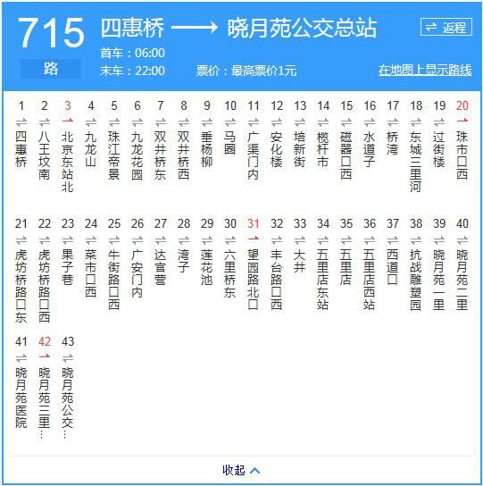  p>北京公交715路,中国北京市境内公交线路,(晓月苑公交总站-四惠桥)