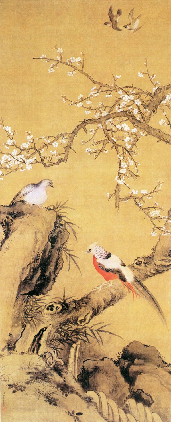 清余樨鸠雀争春图