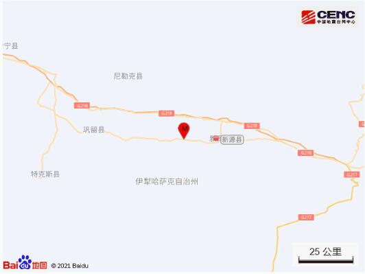 据中国地震台网正式测定,在新疆伊犁州新源县发生3