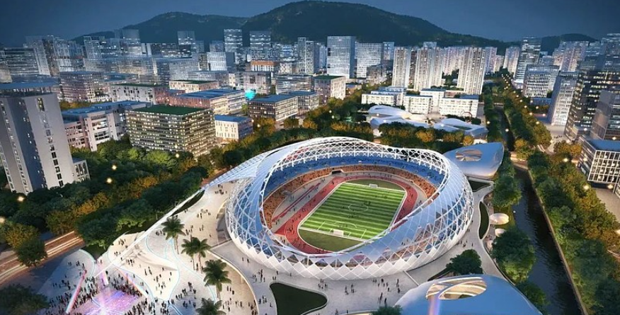  p>香洲区体育中心位于珠海大道南侧,南屏的曾正理工学校旁边,占地8