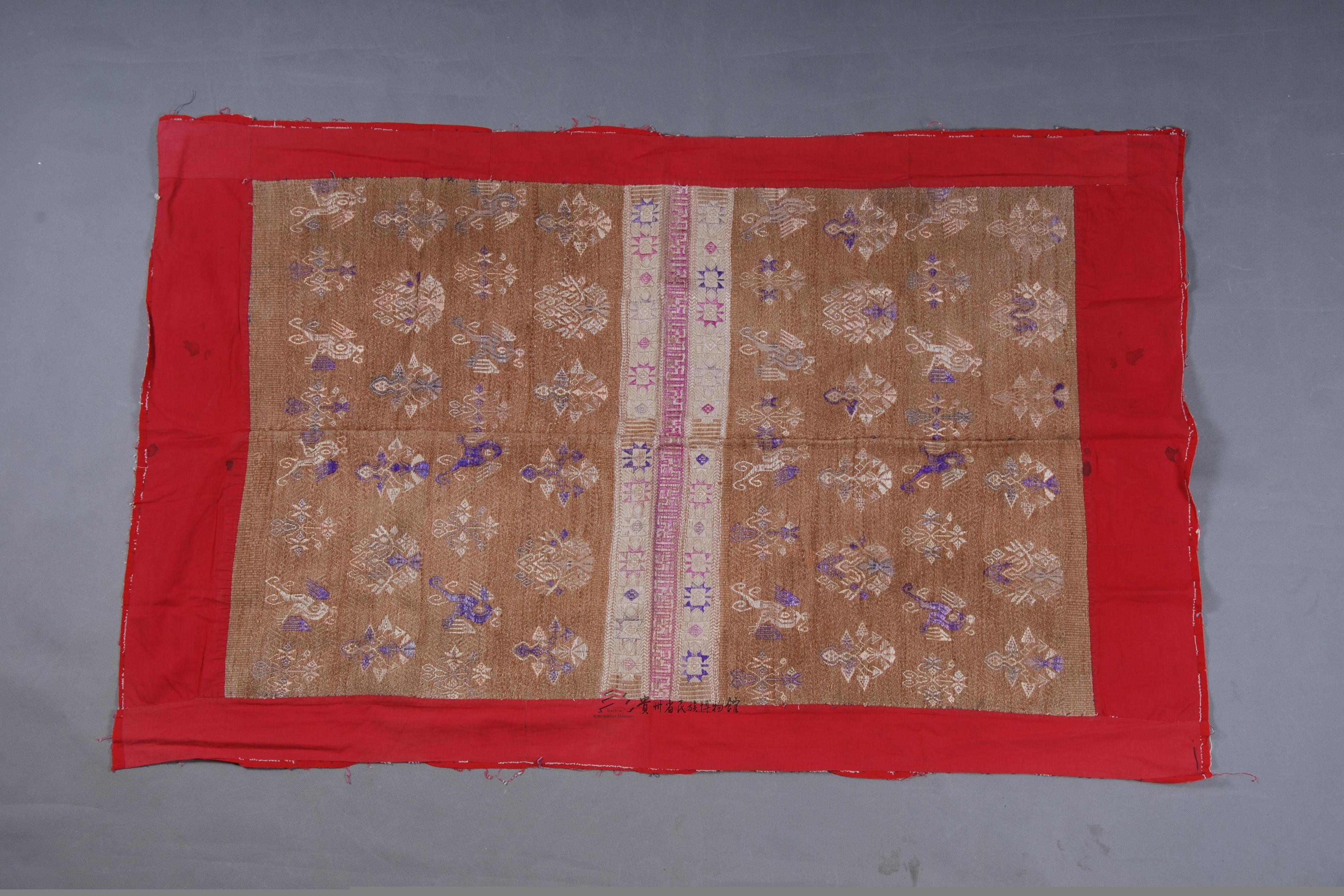 民国广西毛南族织锦花鸟纹被面