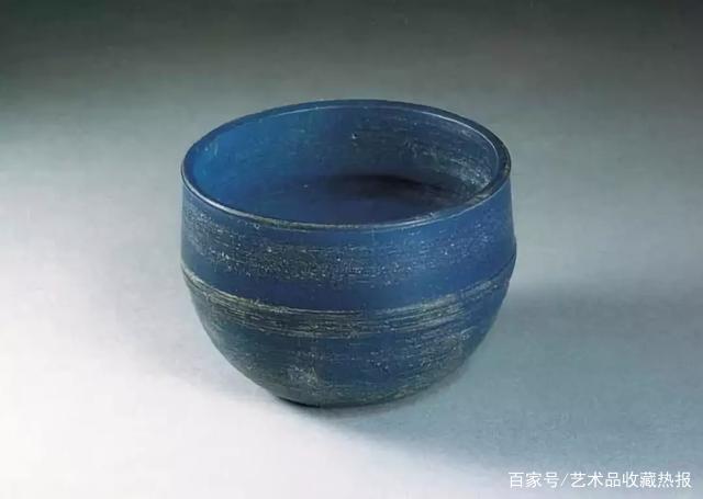 料】☆ 料器 藍料小杯 ☆清朝期純藍色料 茶器酒器清代玻璃