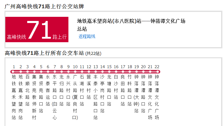  p>广州公交高峰快线71路是广州市的公交线路,汽车公司是广州市第二