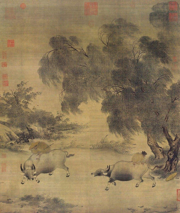 风雨归牧图（南宋李迪创作的立轴、绢本淡设色画）_百度百科