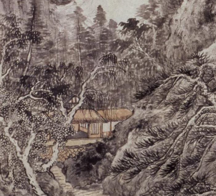 仿叔明长松仙馆图