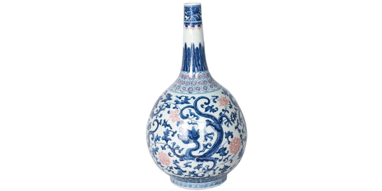 宋代青花缠枝龙纹胆瓶