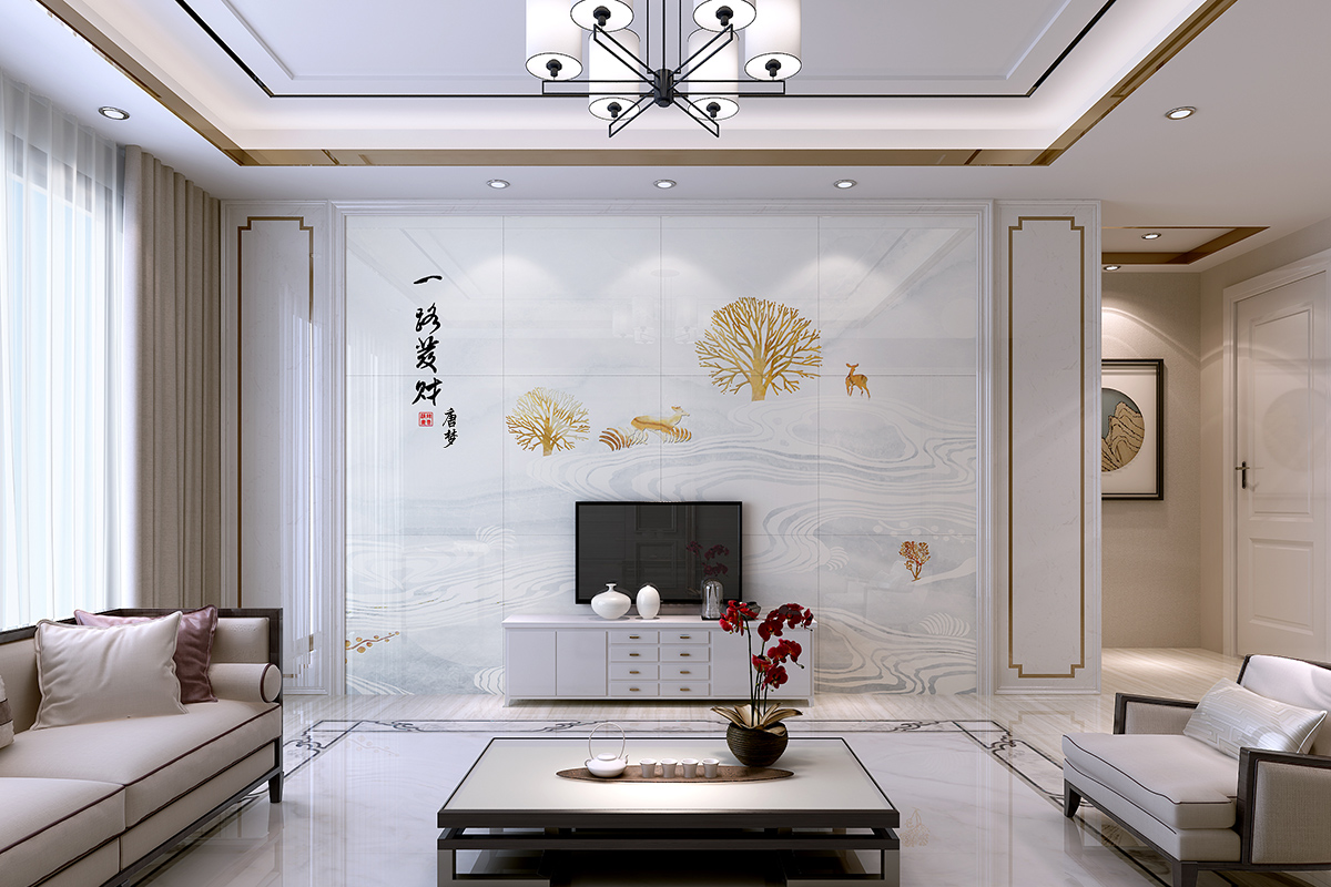 实际上,大多数人认同的客厅背景墙是位于客厅电视背后的空白墙上的