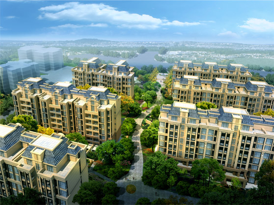 住宅建筑首层标高均与小区外周边道路和建筑形成合理高差,使整个小区