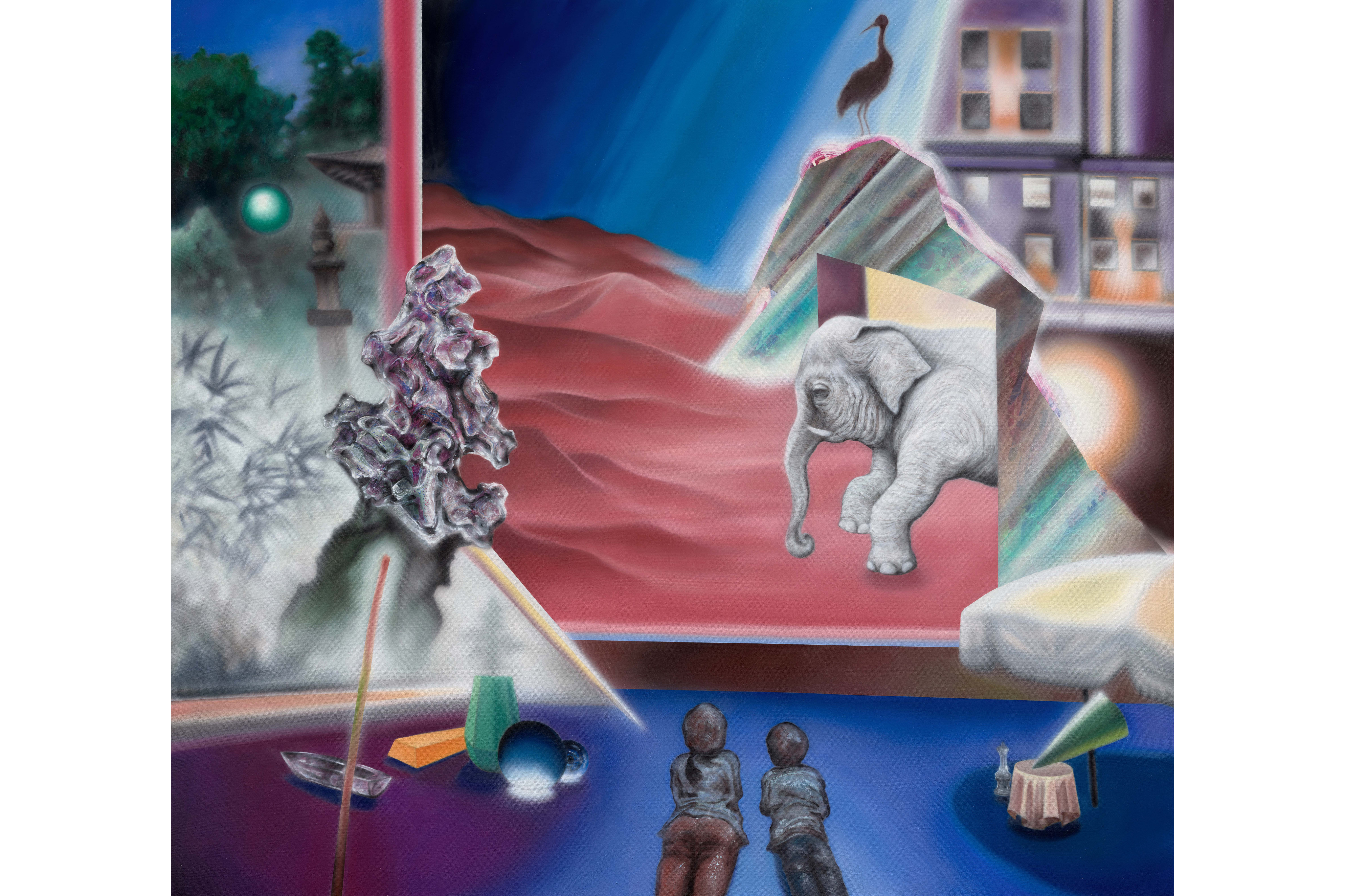 是朱海于2021年创作的油画作品,该作品在《时间铭-2021朱海个展》里