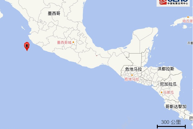7级地震,震源位于墨西哥哈里斯科州(jalisco)的瓦雅尔塔港(puerto