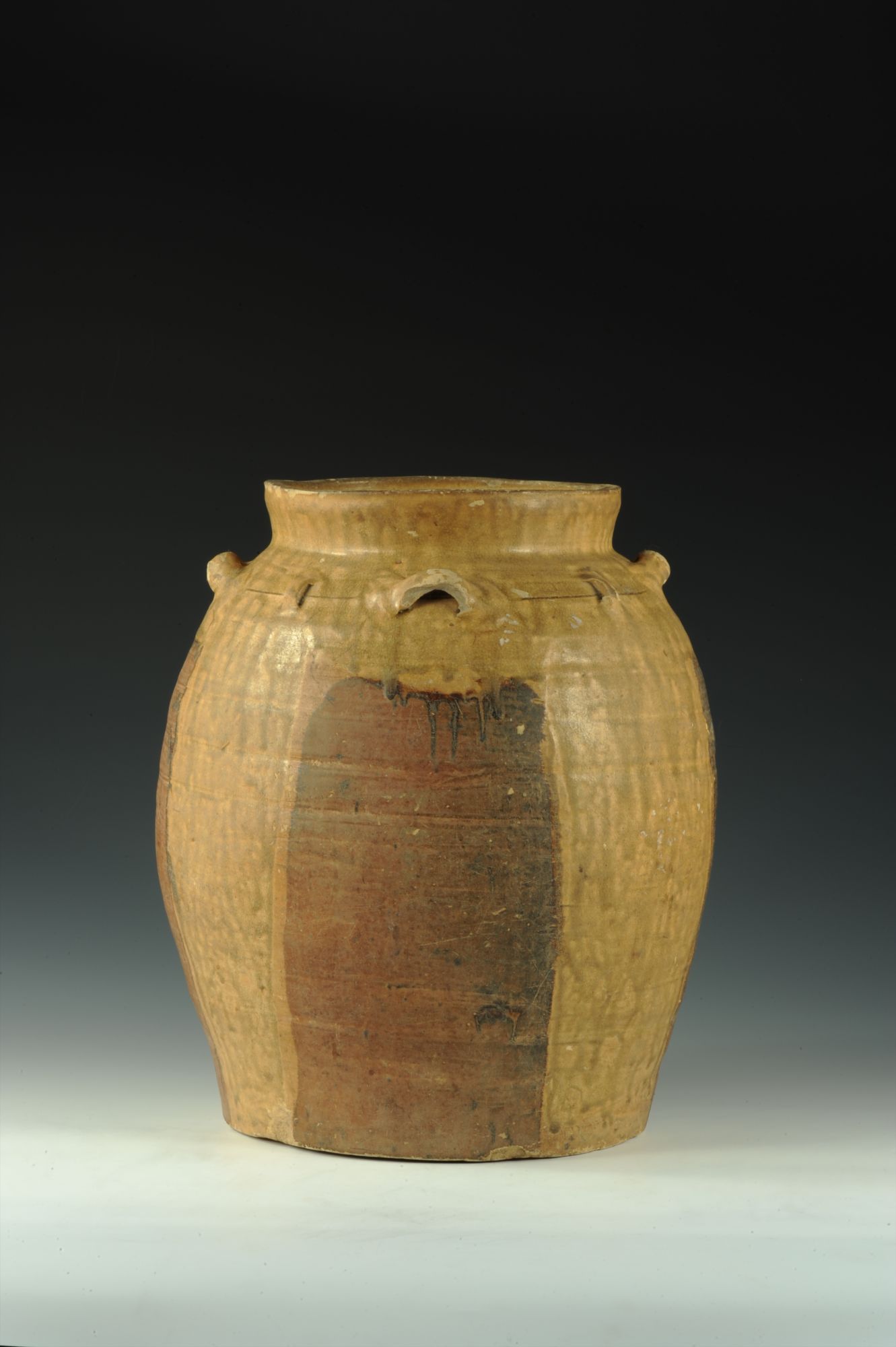 唐代青黄釉四系陶罐