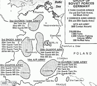  The military strength of the Soviet Union's clusters in Germany in the late 1970s and early 1980s