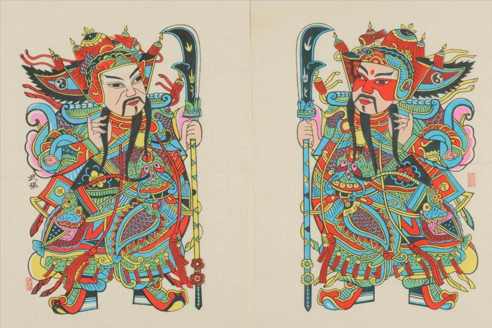 现代武强立刀门神年画