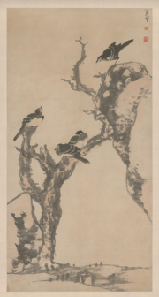 枯木寒鸦图轴