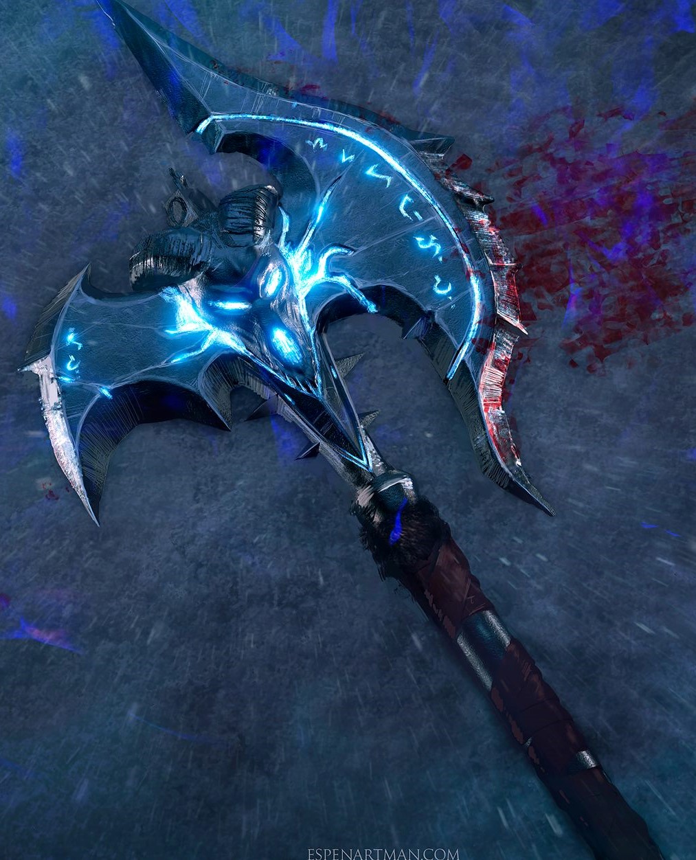 影之哀伤,传奇的双手斧,出自《魔兽世界》,它诞生于神圣和堕落的力量