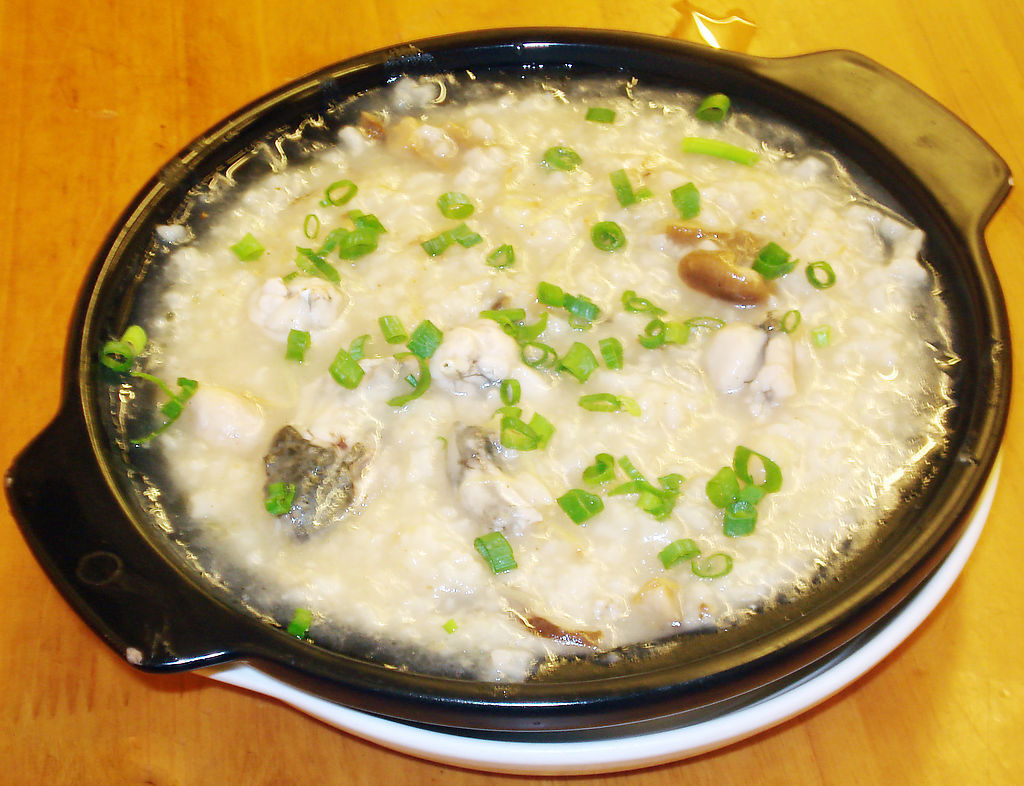 蒜头干贝田鸡粥