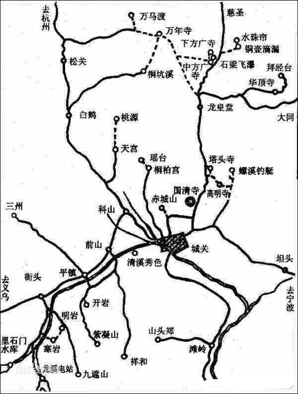  p>天台山(tiān tāi shān)位于中国浙江省天台县城北,西南连仙霞岭
