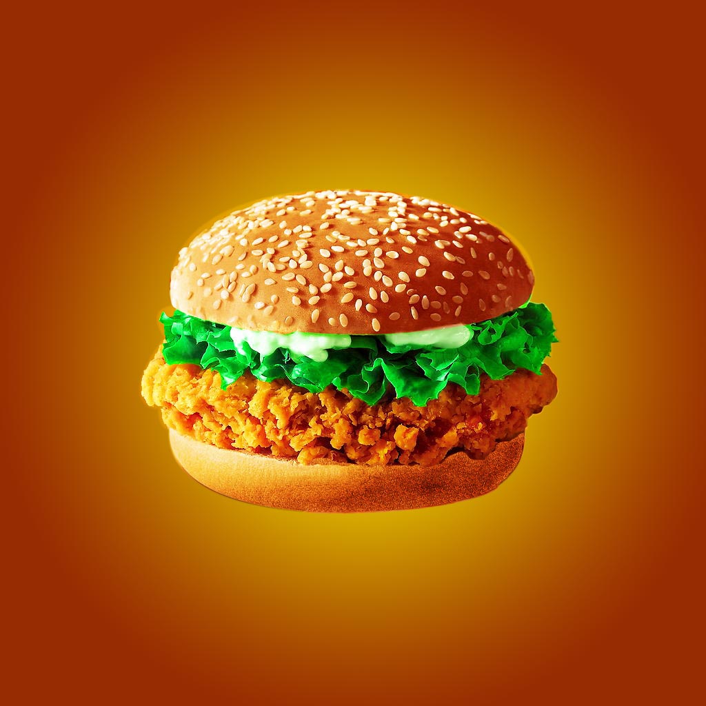  p>香脆鸡腿堡是常见的汉堡之一,由面包,生菜,奶油和鸡腿肉饼组成.