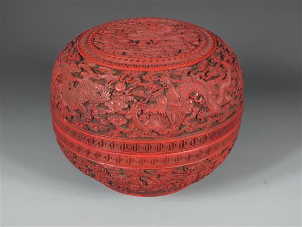 清剔红云龙纹盒