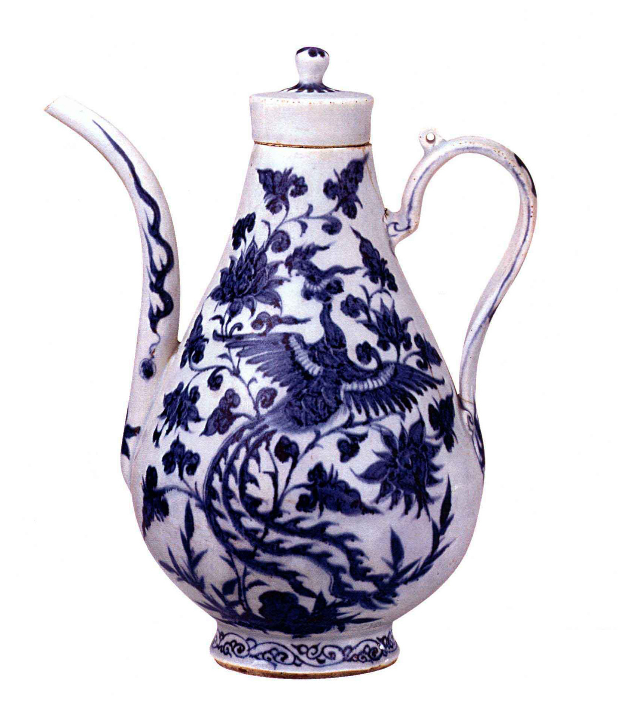 中国陶瓷文化，牡丹纹执壶，元代青花瓷器中的孤品，弥足珍贵_