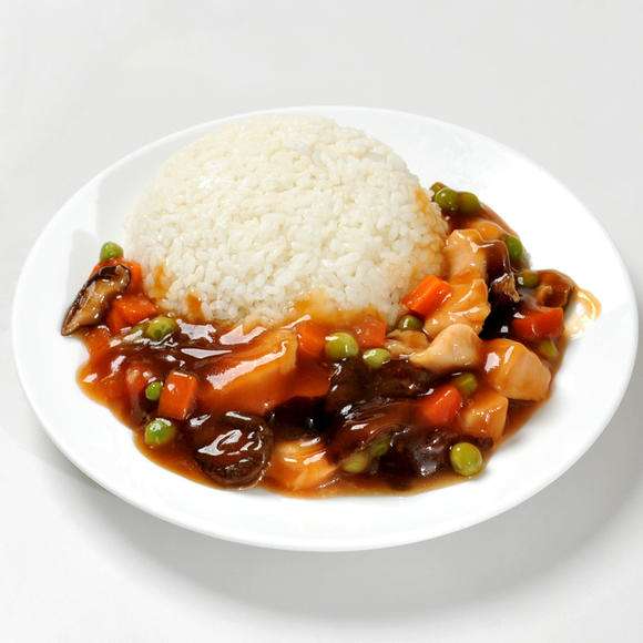 香菇鸡肉盖浇饭