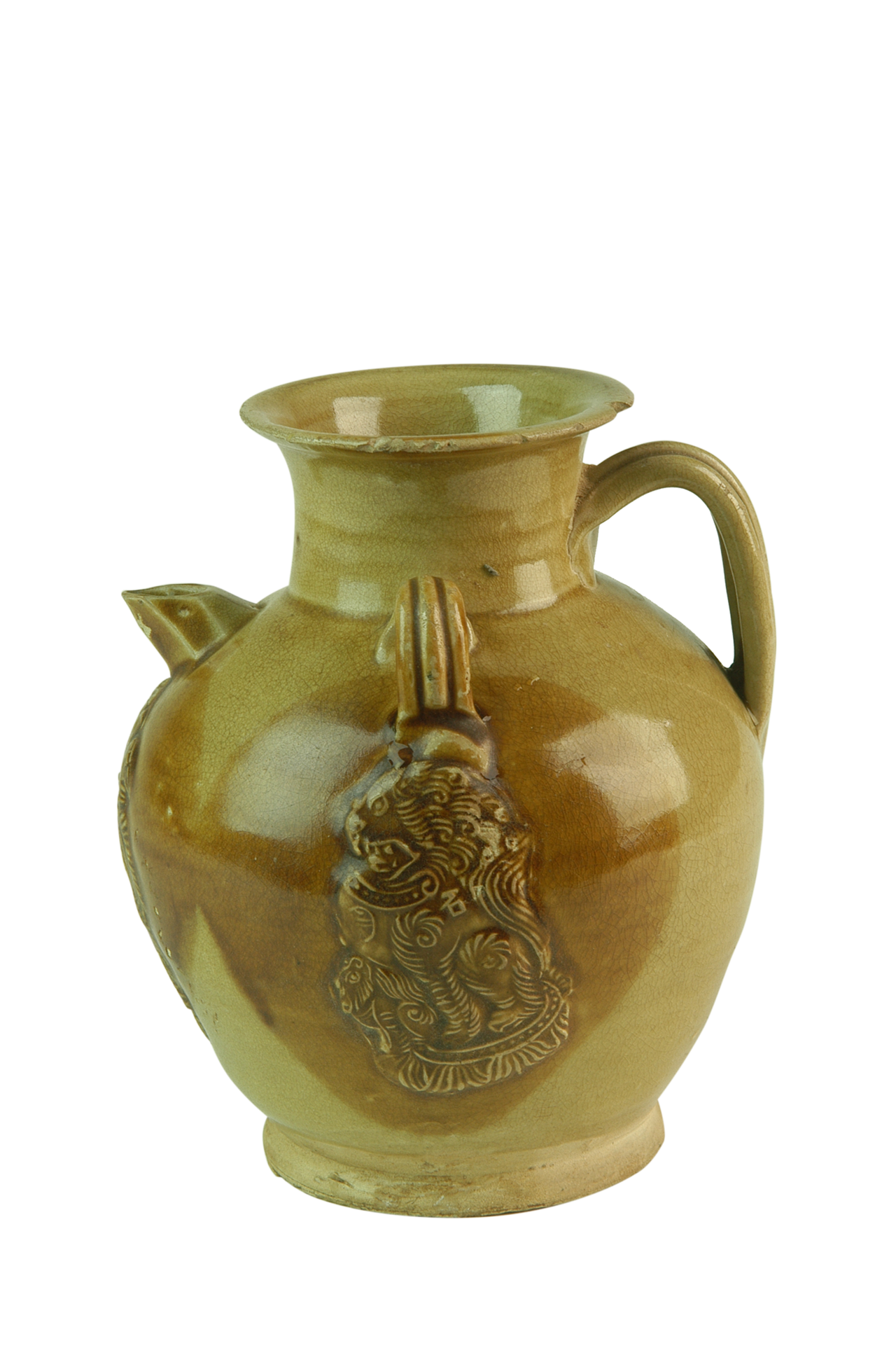 唐长沙窑青釉贴花注子