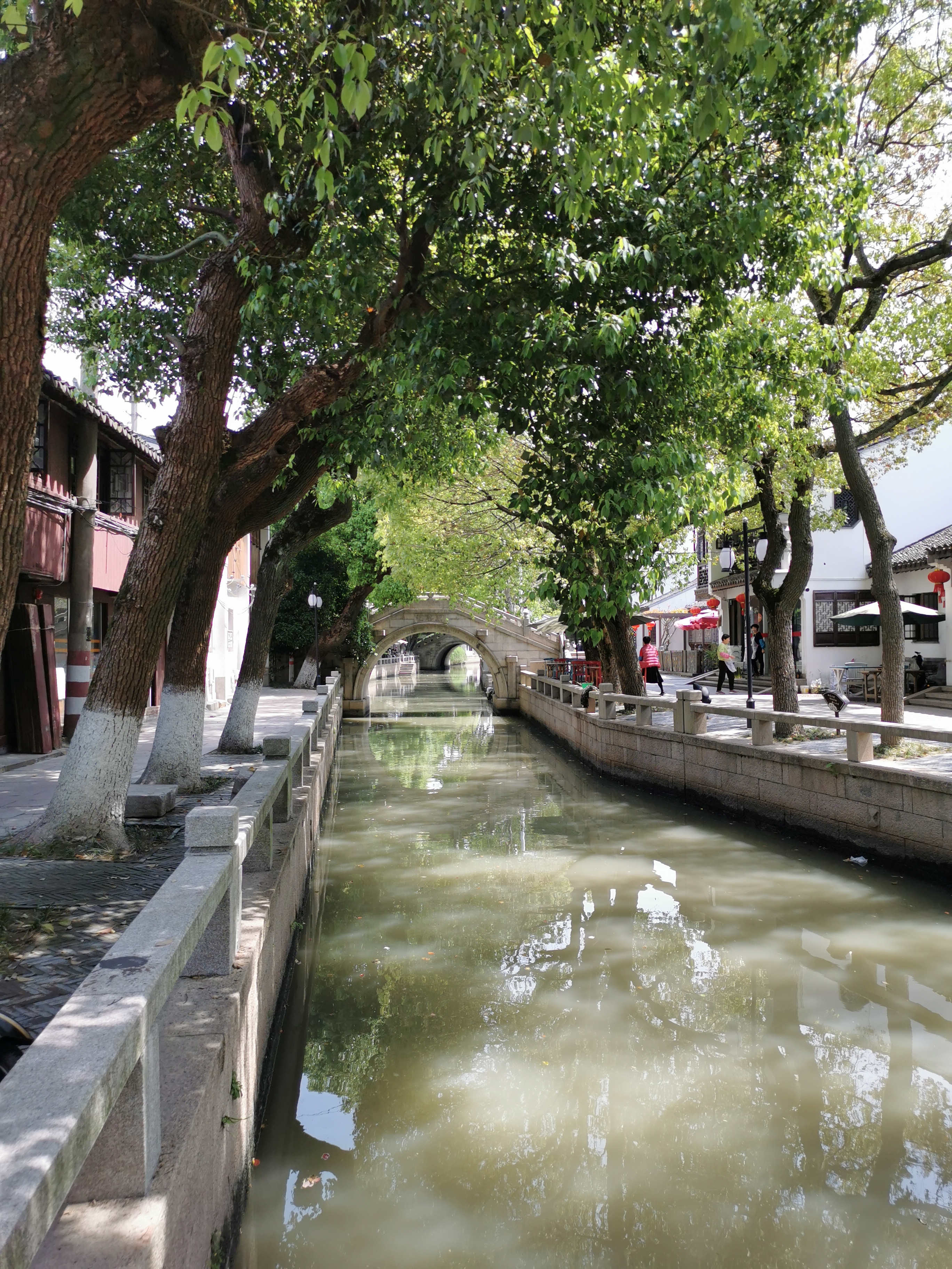 练塘老街宁静安详,青青市河犹如一条玉带,蜿蜒曲折,贯穿古镇东西,10多