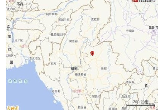 6级地震,震中位于景栋地震台以东约30公里(北纬21.27度,东经99.