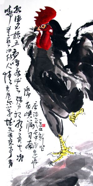 任性情,因趣得神,百鸡千姿,天趣横生,风情万种,被人们称为"王宏画鸡"