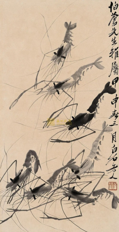 齐白石：画虾一绝的“群虾图”_百科TA说