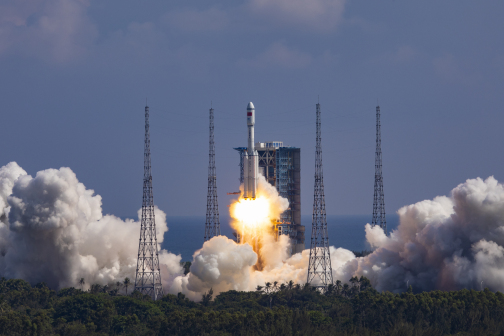 天舟三号货运飞船与长征七号遥四运载火箭组合体