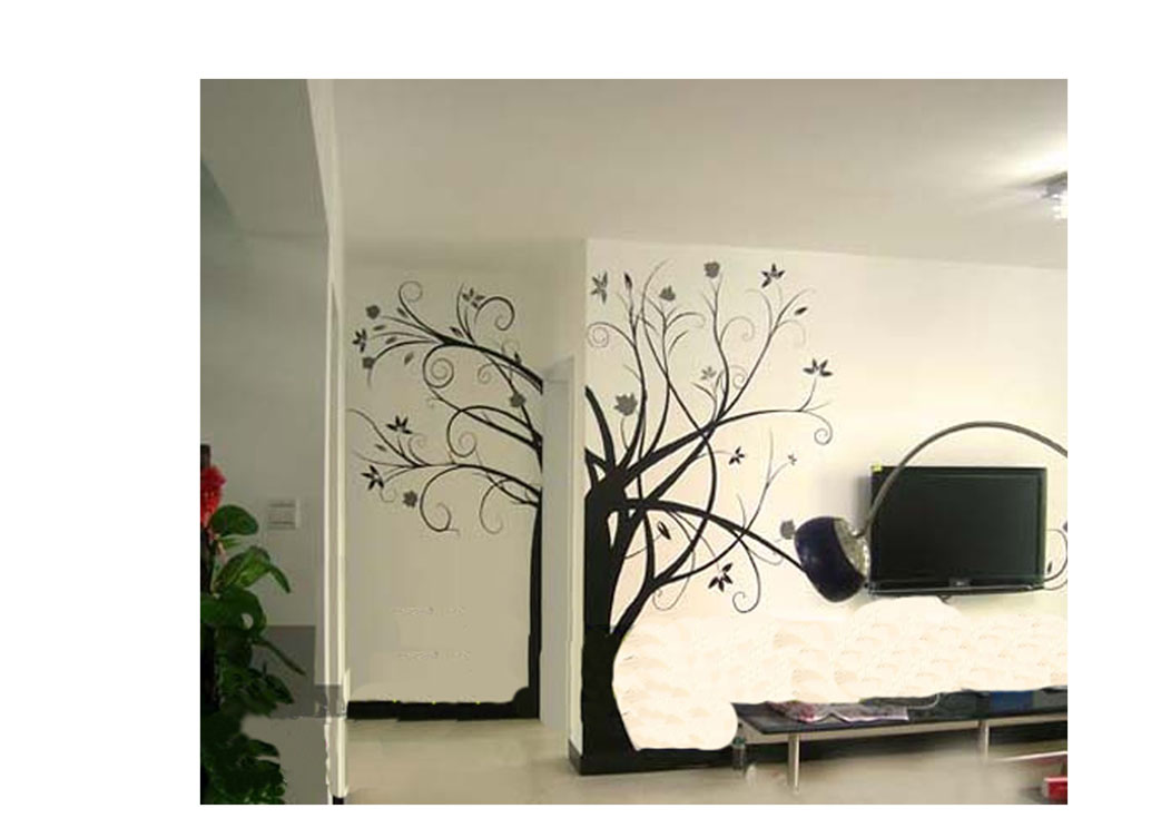 迎合家居的整体风格,在墙面上绘出各种图案以达到装饰效果的一种手绘