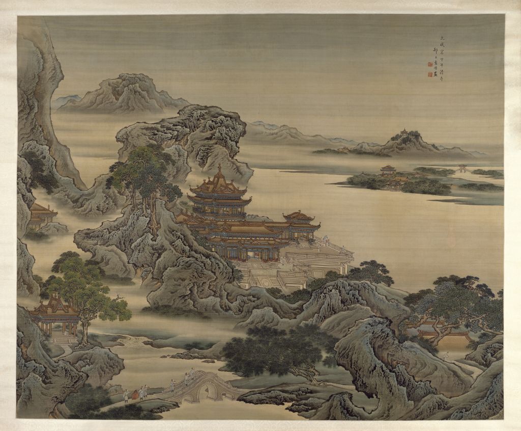 清袁耀九成宫图轴