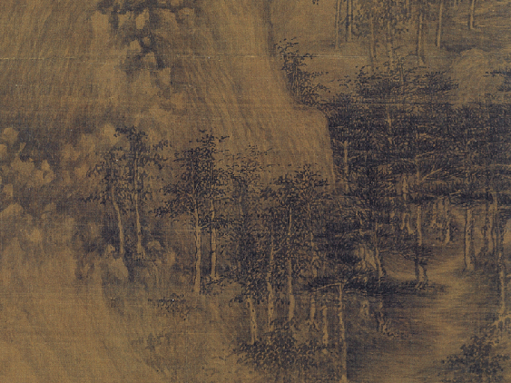 五代巨然层岩丛树图