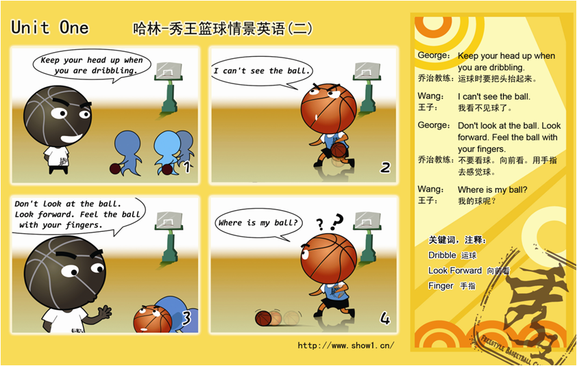 哈林秀王篮球情景英语