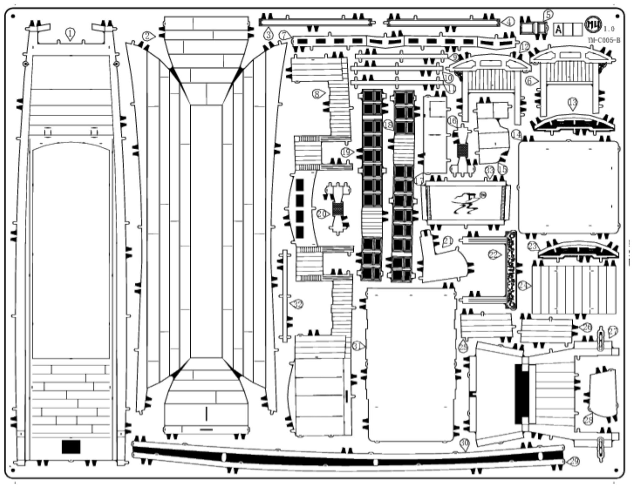 一种金属船模型及拼装方法
