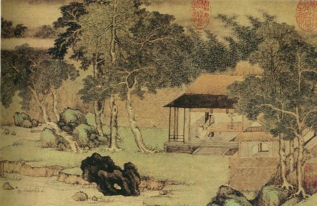 北宋范宽携琴访友图