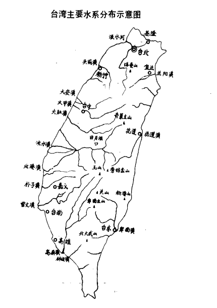 台湾省主要河流及水系分布图