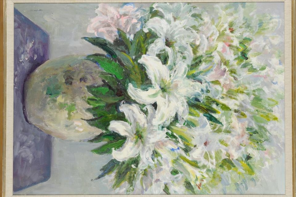 当代龚宁百合花图油画