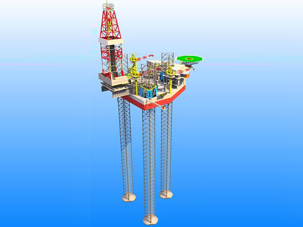 自升式平台在工作时用升降机构将平台举升到海面以上,使之免受海浪