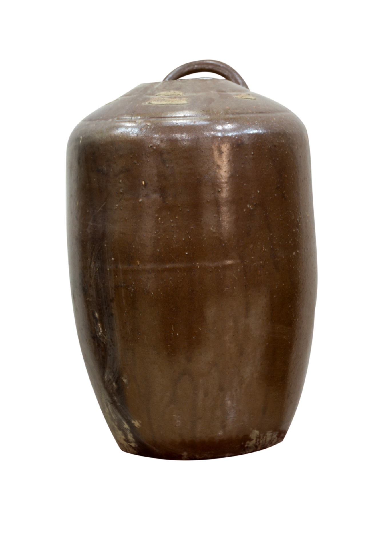 民国褐釉三耳酒缸