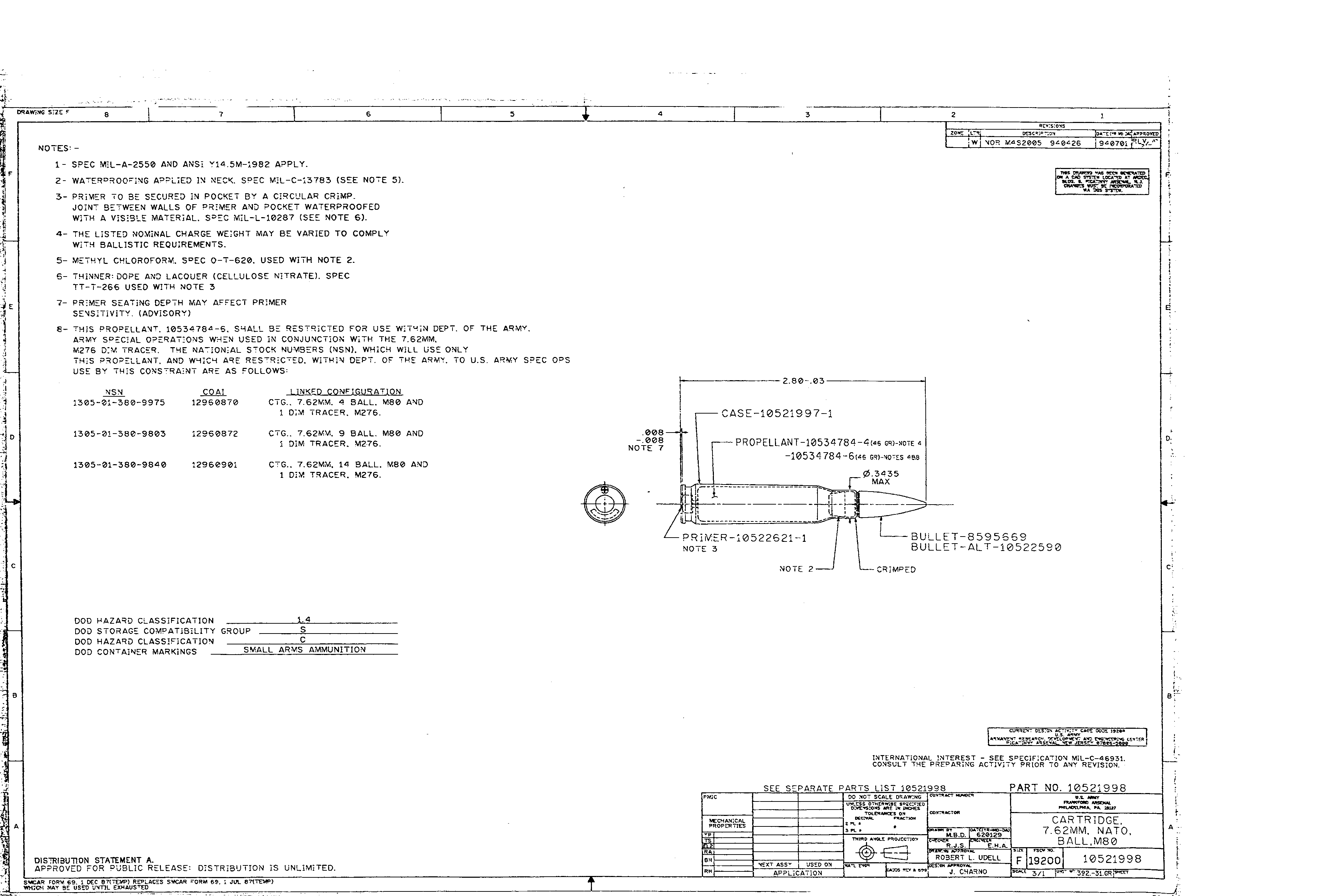 62×51mm nato /b>步枪子弹又称"7.62 nato",铜质被覆,铅芯.