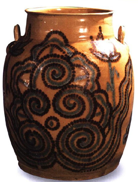 窑青釉褐蓝彩双系罐是 a target="_blank" href="/item/唐代/345315"